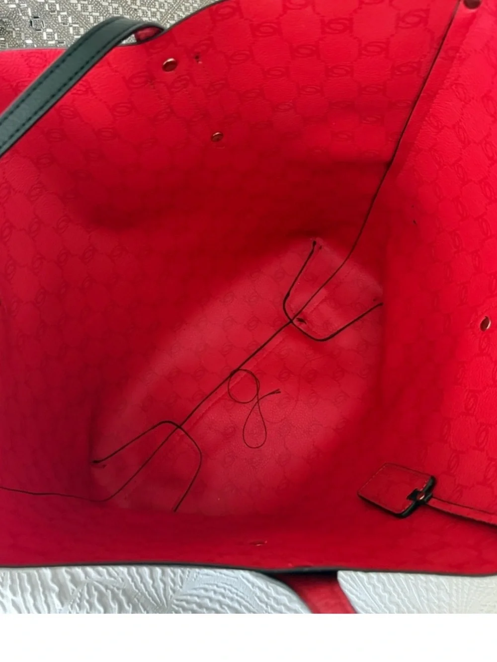 Bebe Black/Red Interior Vegan Leather Tote Bag - NWT